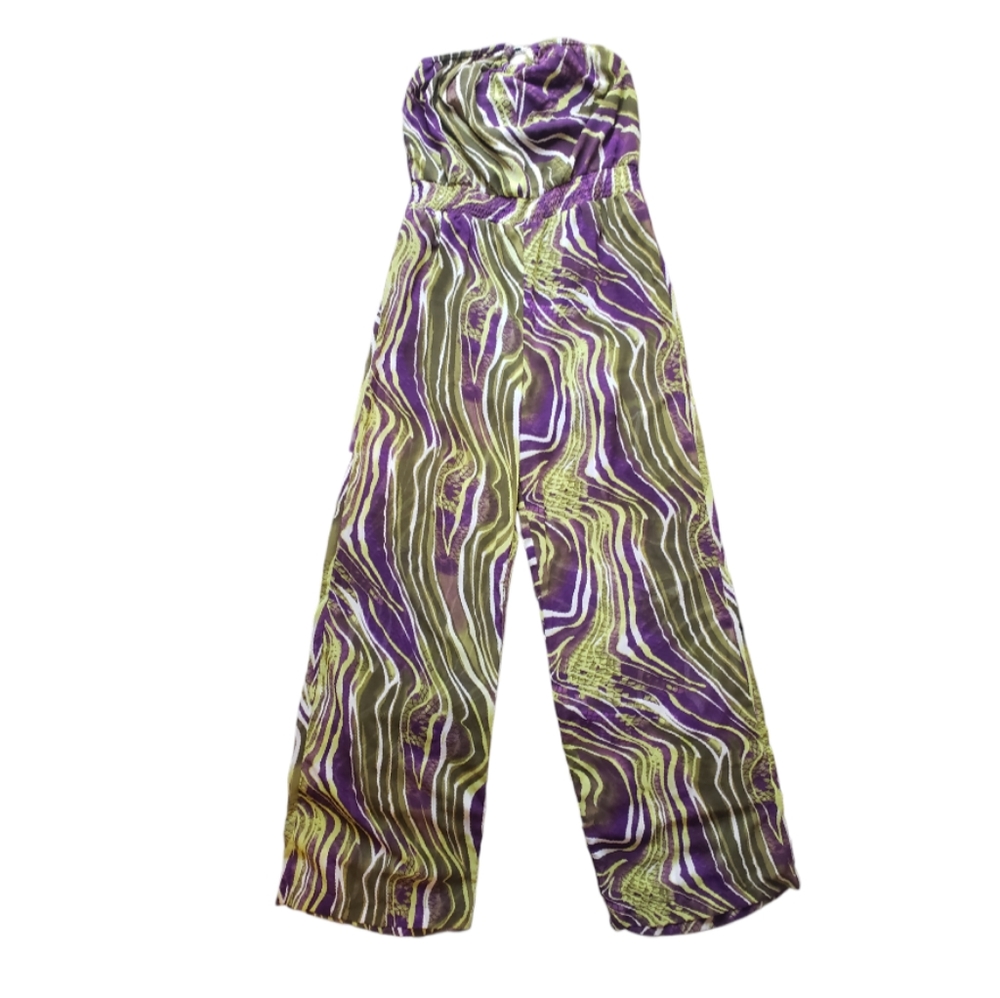 IQ Authentic size medium purple and green sleeveless Jumpsuit